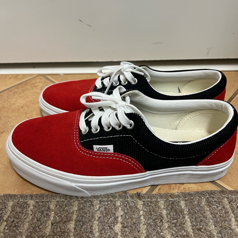 Red and Corduroy Black Vans